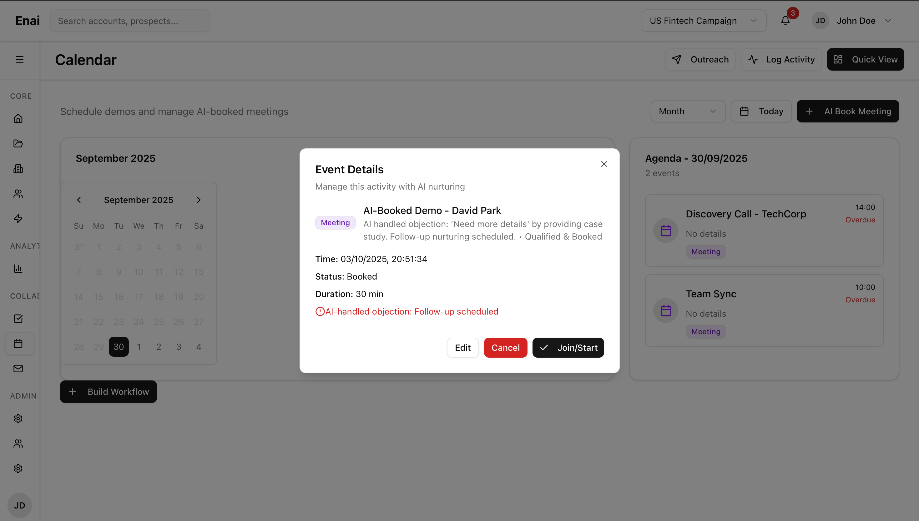 Meeting Room Booking Dashboard Interface